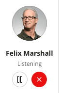 Profile of Felix Marshall with listening status and call controls.