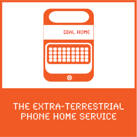 Logo of a phone with 'Dial Home' and 'The Extra-Terrestrial Phone Home Service'.