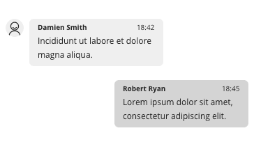 Chat messages between Damien Smith and Robert Ryan with timestamps.
