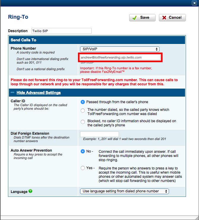 Ring to address in SIP