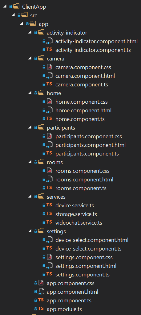 Módulo de la app en detalle del navegador de soluciones de Visual Studio