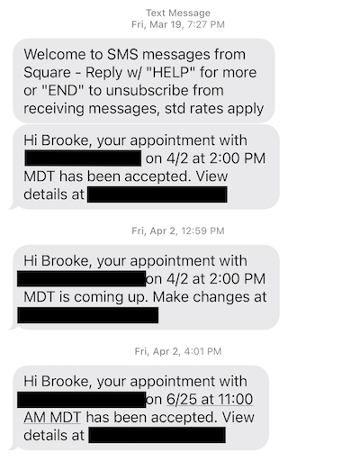 Example Appointment Reminder SMS template