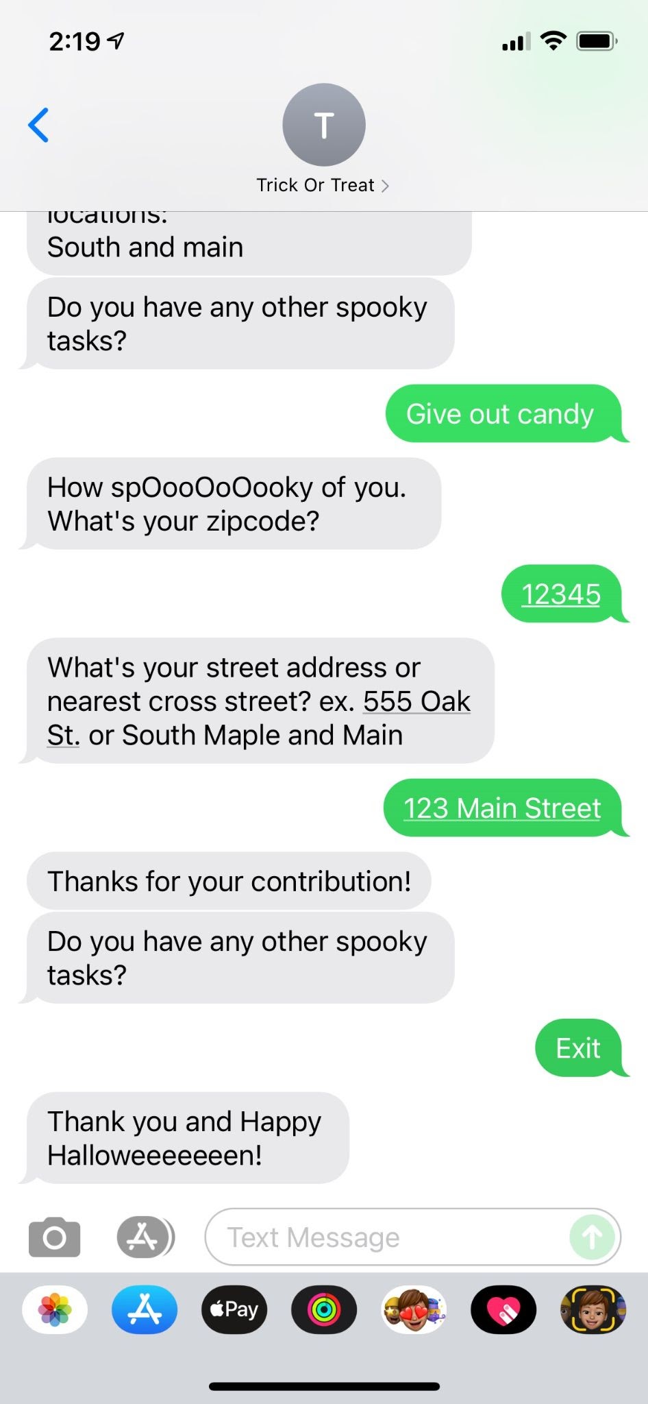 Screenshot showing more of conversation with chatbot