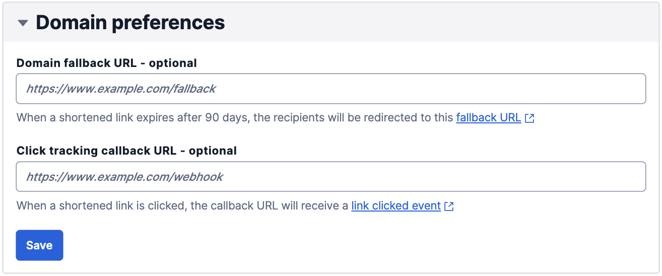 Callback and Fallback URL config in the Twilio Console