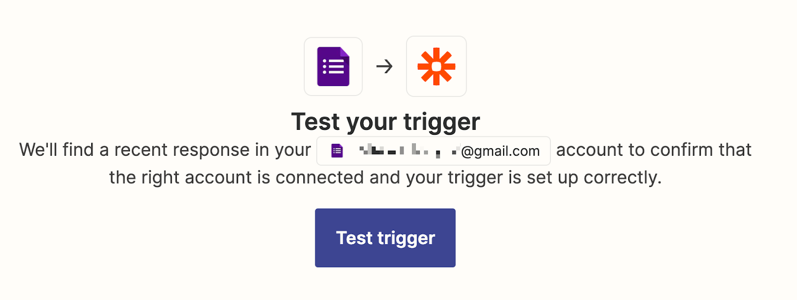 Zapier lets you test the Zap by pressing the "Test trigger" button.