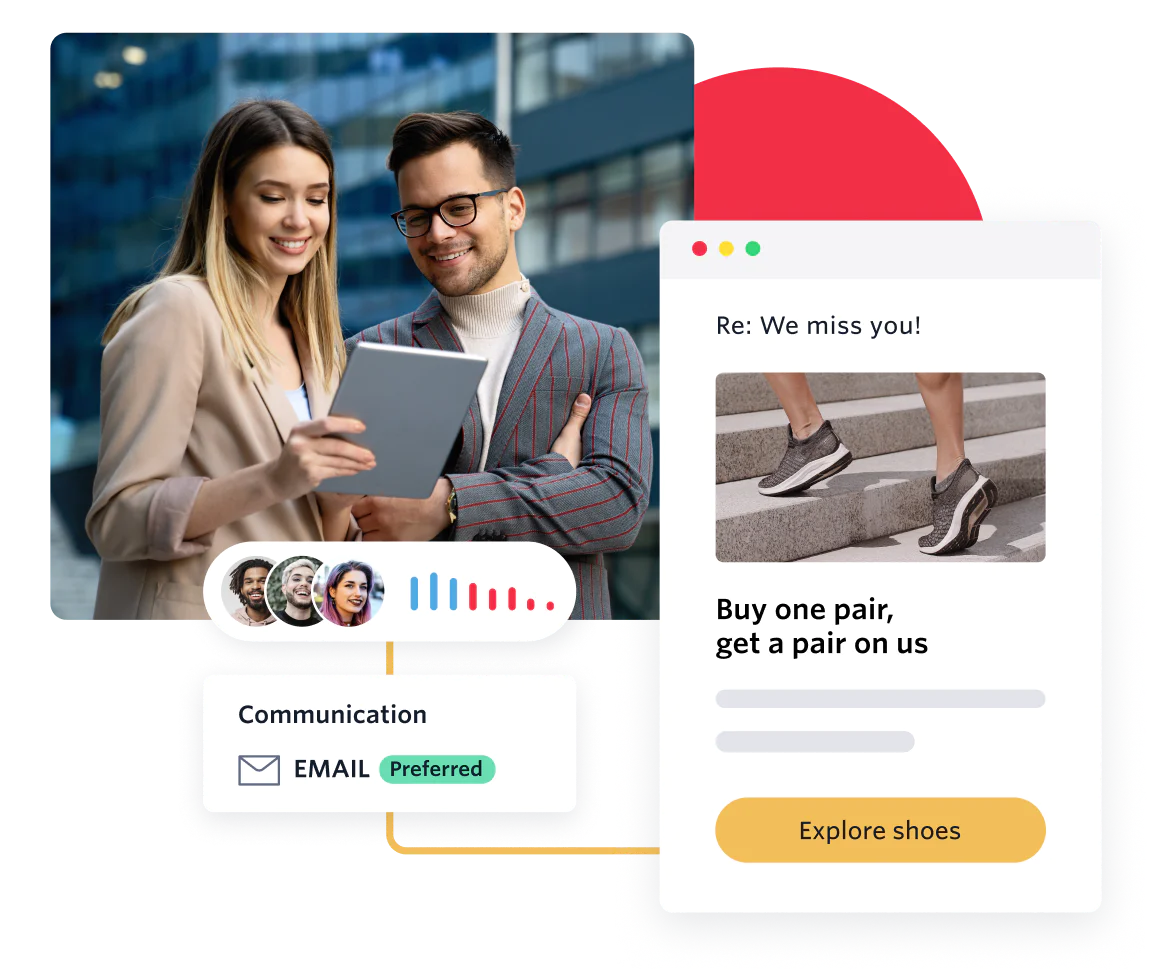 Gartner® Magic Quadrant™ Two people reviewing marketing materials with an email campaign displayed on screen.