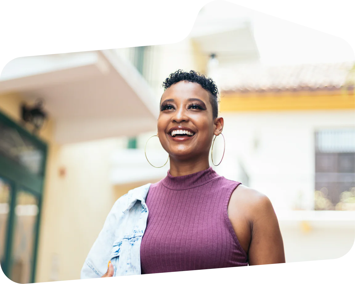 Woman interacting with digital elements No credit card required