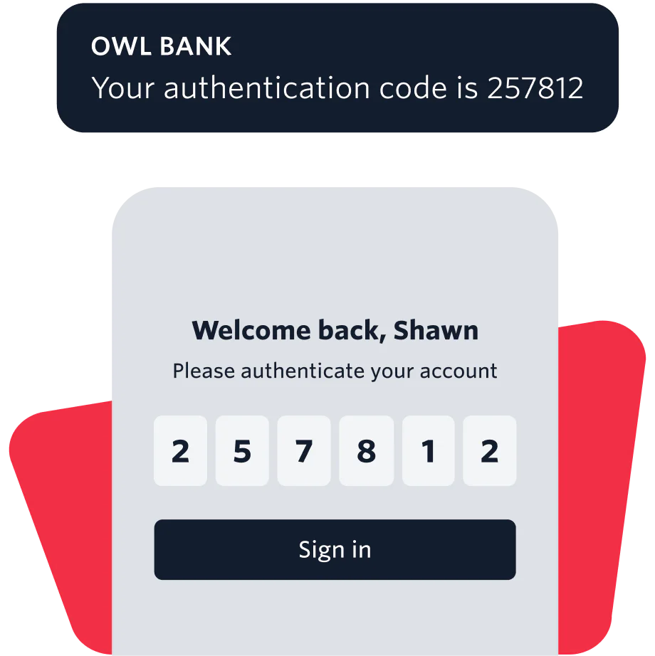 Two-Factor Authentication Verification Process A phone displaying a code and a web screen with a code entry field and security icons.