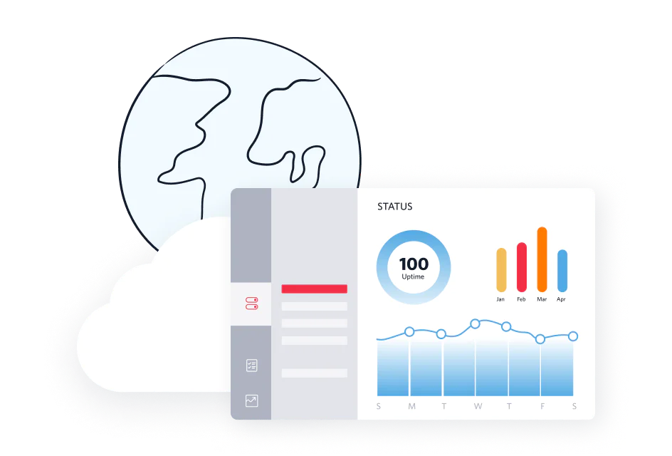 Illustrated dashboard of Twilio’s Super Network showing you can monitor your critical communications to make sure they stay up and running.