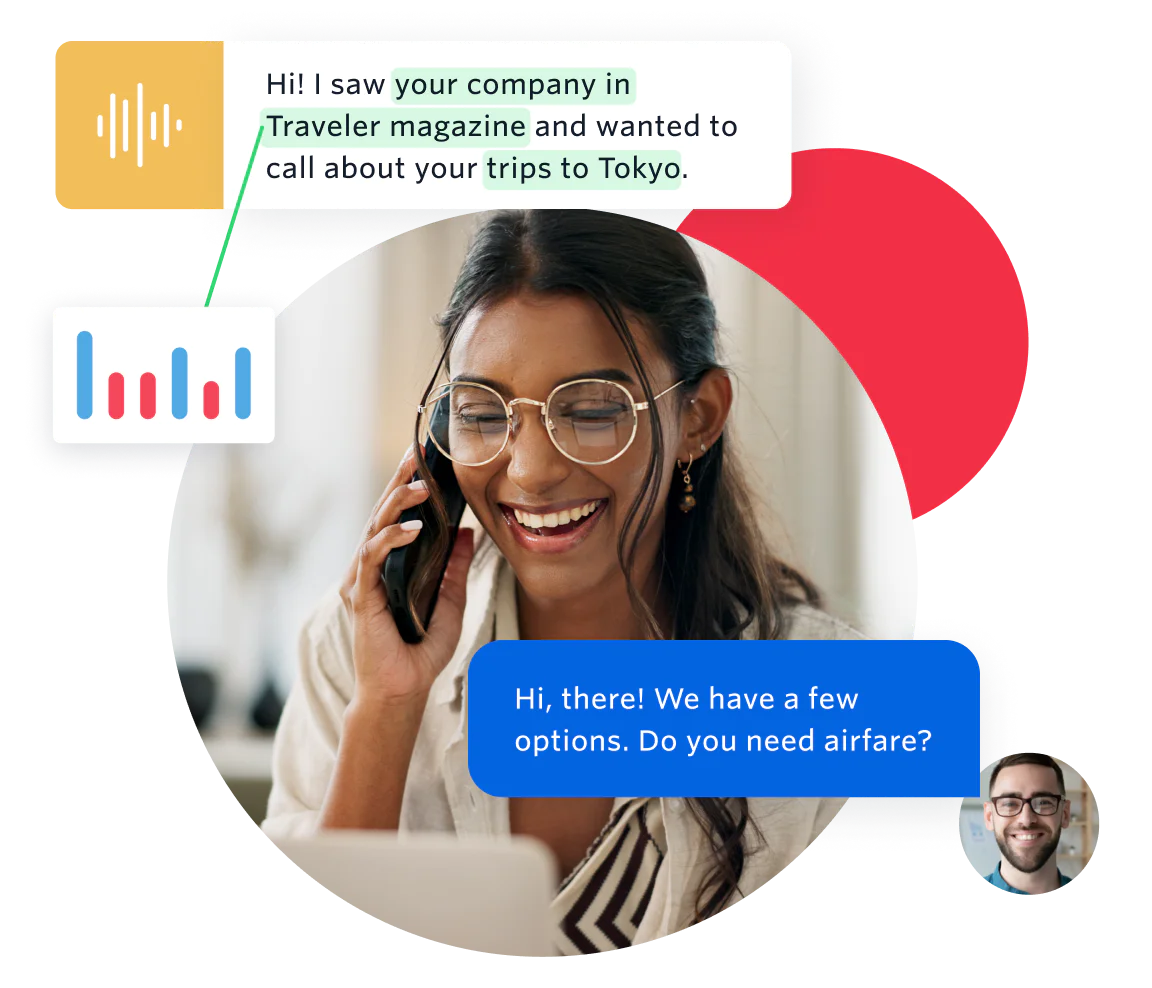 Customer calling to a company for a vacation plan while the call is being tracked to measure campaign effectiveness, accurately attribute the call, and help sales teams personalize interactions.
