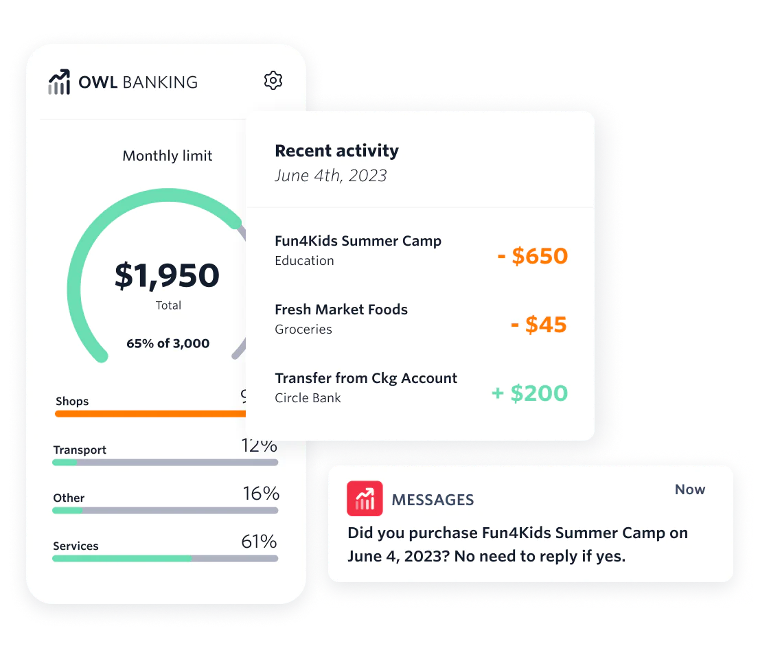 UI showing OWL banking customer service and virtual bank account information UI showing OWL banking customer service and virtual bank account information