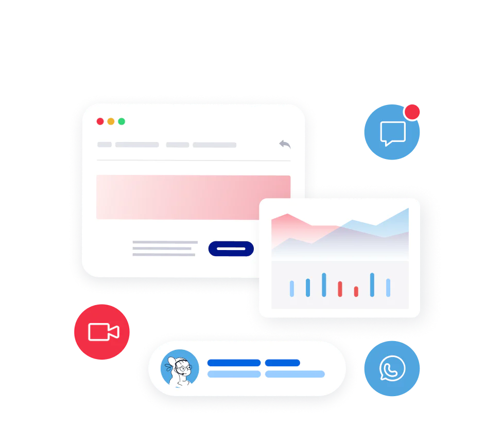Illustration showing screens with user engagement across multiple communication channels. Illustration showing screens with user engagement across multiple communication channels.